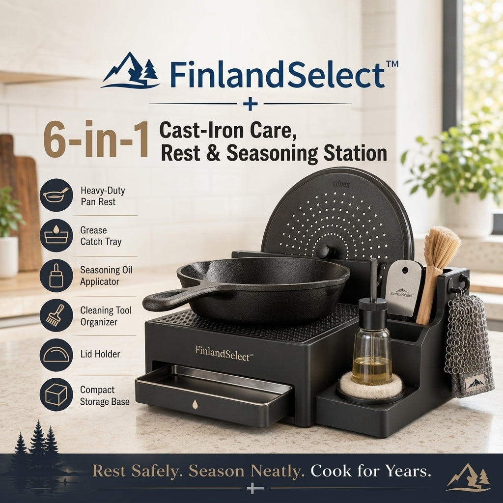finlandselectvip™ 6-in-1 Cast-Iron Care, Rest & Seasoning Station