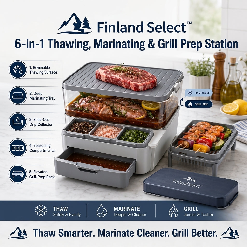 finlandselectvip™ 6-in-1 Thawing, Marinating & Grill Prep Station