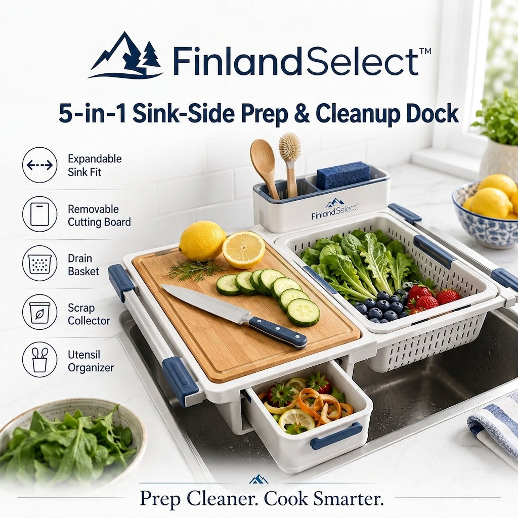 finlandselectvip™ 5-in-1 Sink-Side Prep & Cleanup Dock